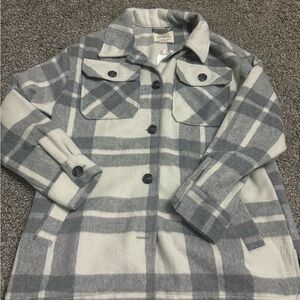 Gray and White Plaid Shacket